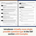 A digital preview of an educational worksheet set titled 'S&T English Grammar & Vocabulary Practice'. The image shows two pages of printable worksheets with black text on white paper, set against a dark blue background with a light blue banner at the bottom containing promotional text.